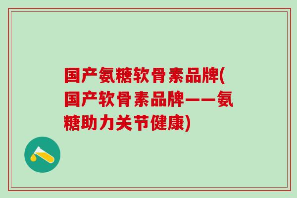 国产氨糖软骨素品牌(国产软骨素品牌——氨糖助力关节健康)
