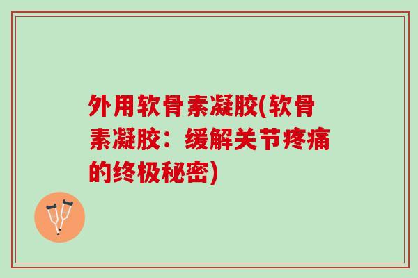 外用软骨素凝胶(软骨素凝胶：缓解关节的终极秘密)