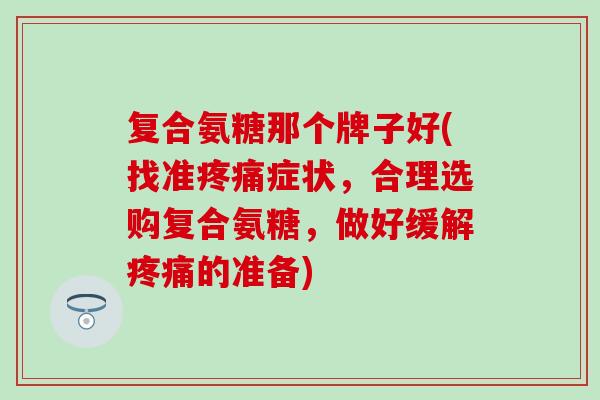 复合氨糖那个牌子好(找准疼痛症状，合理选购复合氨糖，做好缓解疼痛的准备)