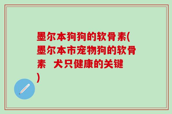 墨尔本狗狗的软骨素(墨尔本市宠物狗的软骨素  犬只健康的关键)