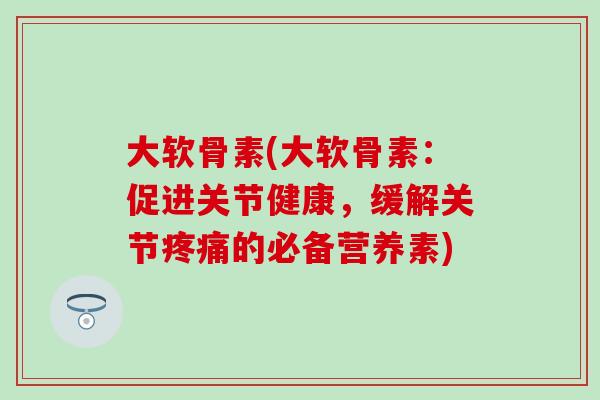 大软骨素(大软骨素：促进关节健康，缓解关节疼痛的必备营养素)