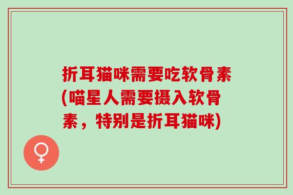 折耳猫咪需要吃软骨素(喵星人需要摄入软骨素，特别是折耳猫咪)