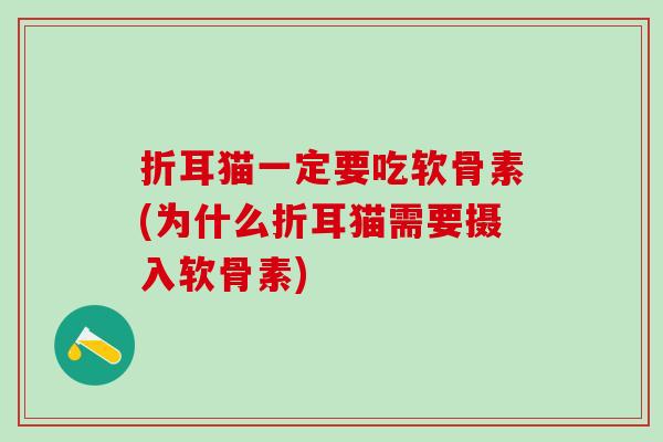 折耳猫一定要吃软骨素(为什么折耳猫需要摄入软骨素)