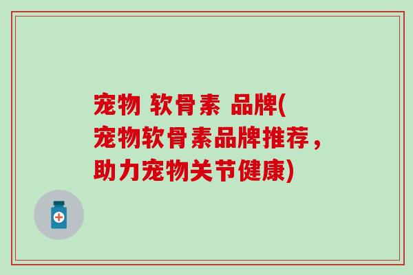 宠物 软骨素 品牌(宠物软骨素品牌推荐，助力宠物关节健康)
