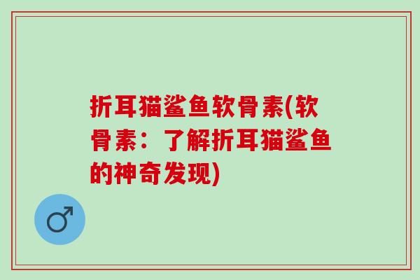 折耳猫鲨鱼软骨素(软骨素：了解折耳猫鲨鱼的神奇发现)