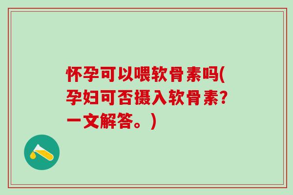 怀孕可以喂软骨素吗(孕妇可否摄入软骨素？一文解答。)