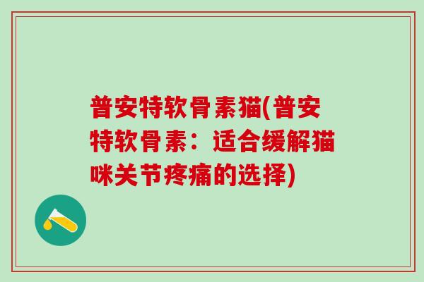 普安特软骨素猫(普安特软骨素：适合缓解猫咪关节疼痛的选择)