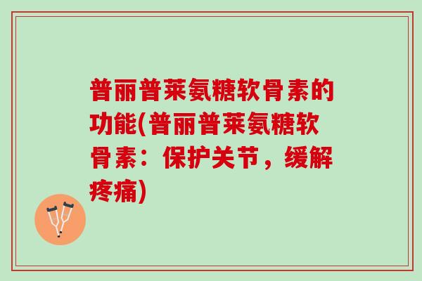 普丽普莱氨糖软骨素的功能(普丽普莱氨糖软骨素：保护关节，缓解疼痛)