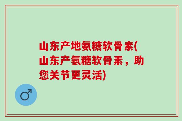 山东产地氨糖软骨素(山东产氨糖软骨素，助您关节更灵活)