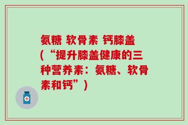 氨糖 软骨素 钙膝盖(“提升膝盖健康的三种营养素：氨糖、软骨素和钙”)