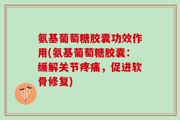 氨基葡萄糖胶囊功效作用(氨基葡萄糖胶囊:缓解关节,促进软骨修复) 氨基葡萄糖胶囊功效作用(氨基葡萄糖胶囊:缓解关节,促进软骨修复)