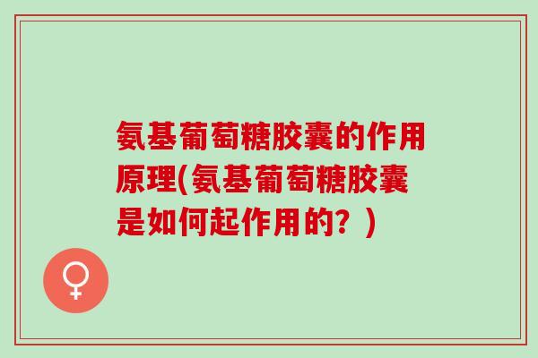 氨基葡萄糖胶囊的作用原理(氨基葡萄糖胶囊是如何起作用的？)