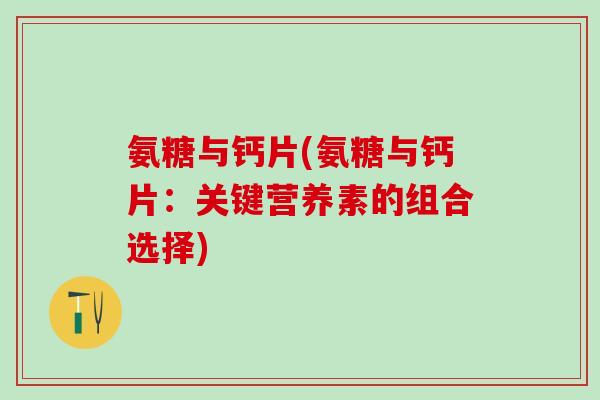 氨糖与钙片(氨糖与钙片：关键营养素的组合选择)