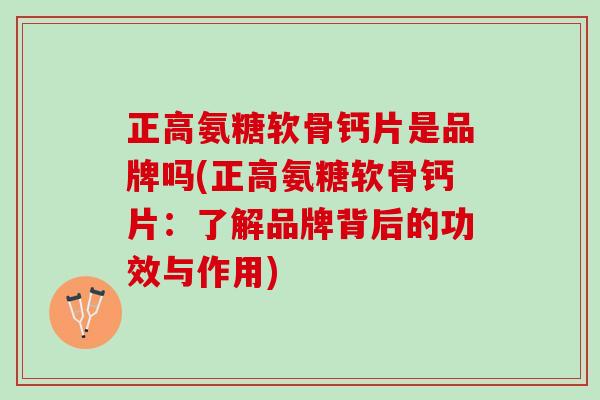 正高氨糖软骨钙片是品牌吗(正高氨糖软骨钙片：了解品牌背后的功效与作用)