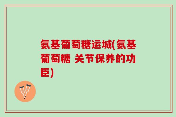 氨基葡萄糖运城(氨基葡萄糖 关节保养的功臣)