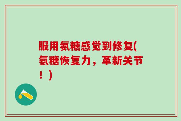 服用氨糖感觉到修复(氨糖恢复力，革新关节！)