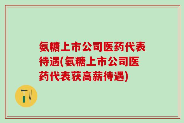 氨糖上市公司医药代表待遇(氨糖上市公司医药代表获高薪待遇)