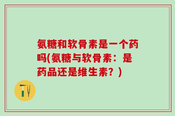 氨糖和软骨素是一个药吗(氨糖与软骨素：是药品还是维生素？)