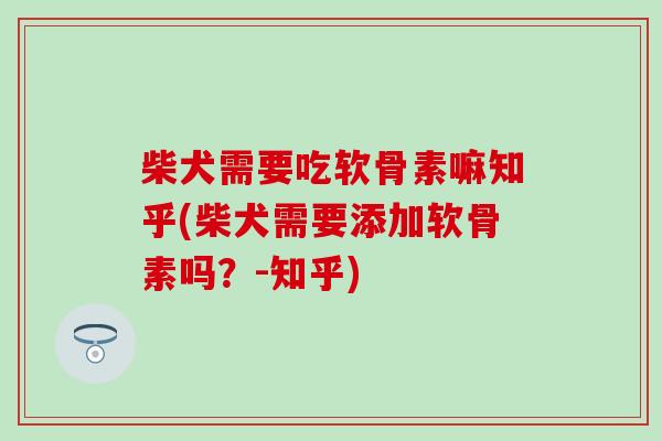 柴犬需要吃软骨素嘛知乎(柴犬需要添加软骨素吗?-知乎) 柴犬需要吃软骨素嘛知乎(柴犬需要添加软骨素吗?-知乎)