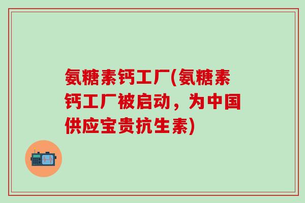 氨糖素钙工厂(氨糖素钙工厂被启动，为中国供应宝贵抗生素)
