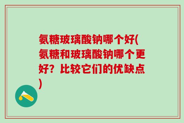 氨糖玻璃酸钠哪个好(氨糖和玻璃酸钠哪个更好？比较它们的优缺点)