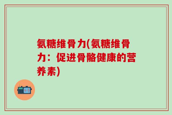 氨糖维骨力(氨糖维骨力：促进骨骼健康的营养素)