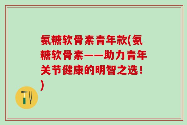 氨糖软骨素青年款(氨糖软骨素——助力青年关节健康的明智之选！)
