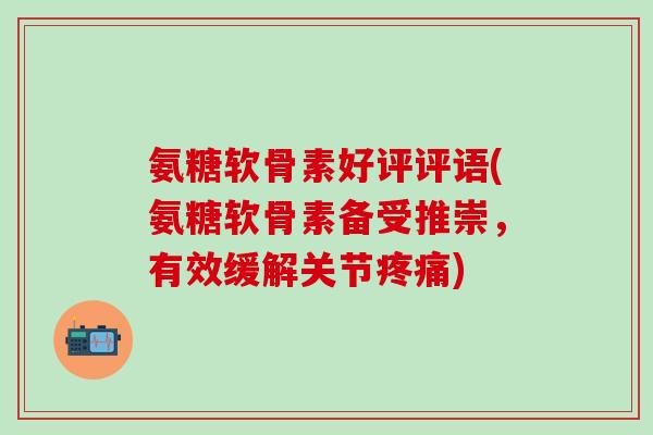 氨糖软骨素好评评语(氨糖软骨素备受推崇，有效缓解关节疼痛)