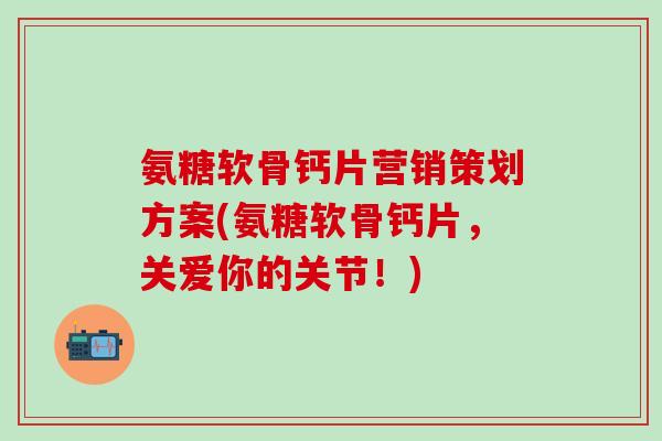 氨糖软骨钙片营销策划方案(氨糖软骨钙片，关爱你的关节！)