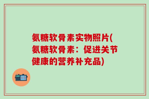 氨糖软骨素实物照片(氨糖软骨素：促进关节健康的营养补充品)