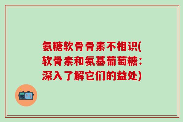 氨糖软骨骨素不相识(软骨素和氨基葡萄糖：深入了解它们的益处)