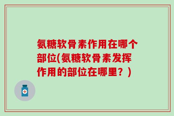 氨糖软骨素作用在哪个部位(氨糖软骨素发挥作用的部位在哪里？)