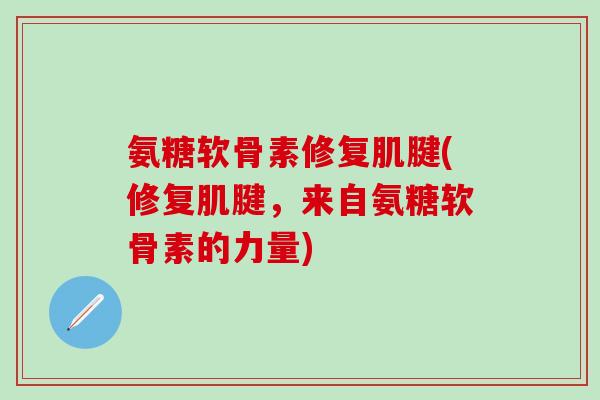 氨糖软骨素修复肌腱(修复肌腱，来自氨糖软骨素的力量)
