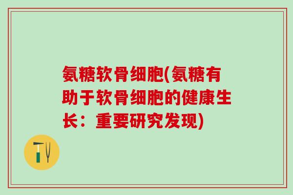 氨糖软骨细胞(氨糖有助于软骨细胞的健康生长:重要研究发现) 氨糖软骨细胞(氨糖有助于软骨细胞的健康生长:重要研究发现)