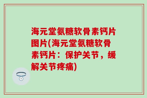 海元堂氨糖软骨素钙片图片(海元堂氨糖软骨素钙片：保护关节，缓解关节疼痛)