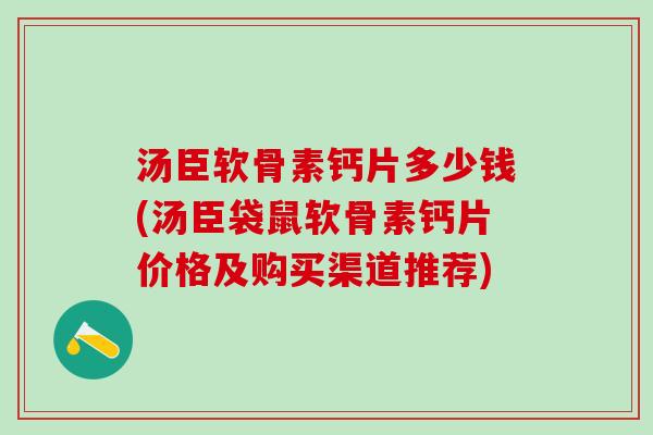 汤臣软骨素钙片多少钱(汤臣袋鼠软骨素钙片价格及购买渠道推荐)