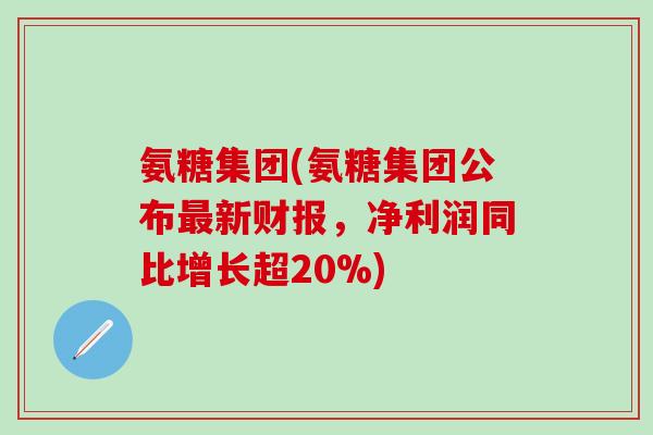 氨糖集团(氨糖集团公布最新财报，净利润同比增长超20%)