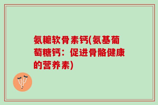 氨耱软骨素钙(氨基葡萄糖钙：促进骨骼健康的营养素)