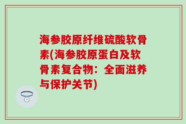 海参胶原纤维硫酸软骨素(海参胶原蛋白及软骨素复合物：全面滋养与保护关节)