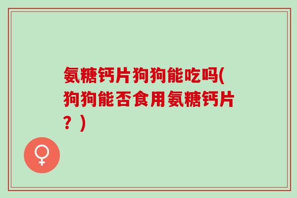 氨糖钙片狗狗能吃吗(狗狗能否食用氨糖钙片？)