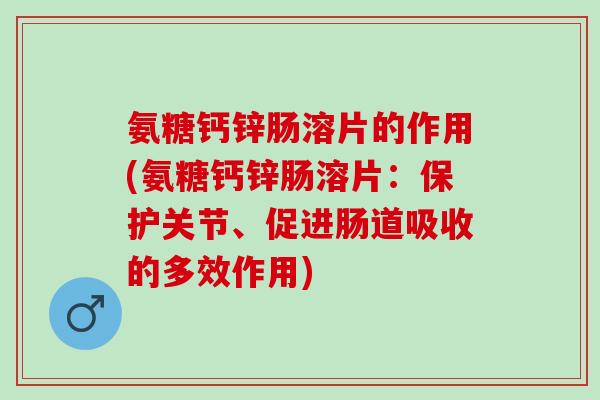 氨糖钙锌肠溶片的作用(氨糖钙锌肠溶片：保护关节、促进肠道吸收的多效作用)
