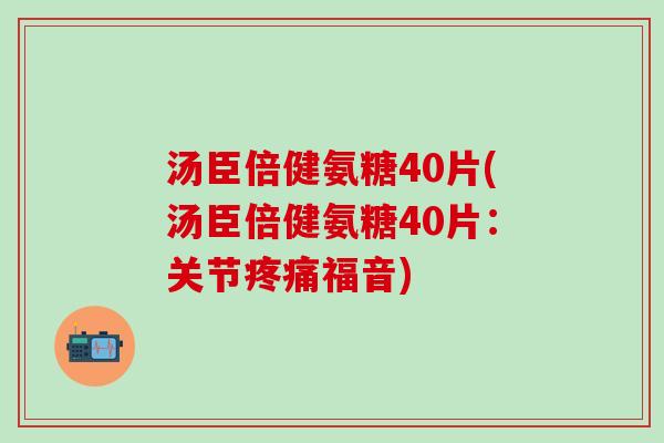 汤臣倍健氨糖40片(汤臣倍健氨糖40片:关节福音) 汤臣倍健氨糖40片(汤臣倍健氨糖40片:关节福音)