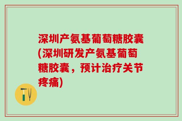 深圳产氨基葡萄糖胶囊(深圳研发产氨基葡萄糖胶囊，预计治疗关节疼痛)
