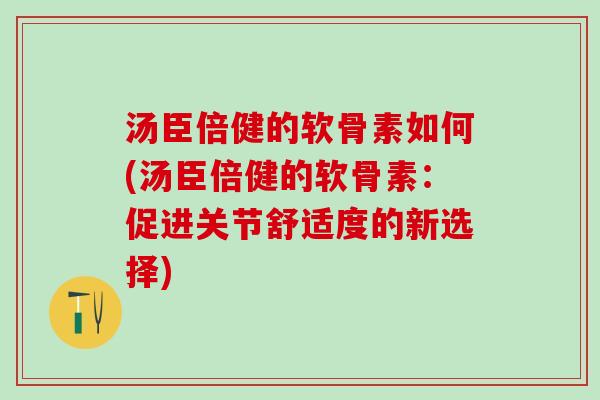 汤臣倍健的软骨素如何(汤臣倍健的软骨素：促进关节舒适度的新选择)