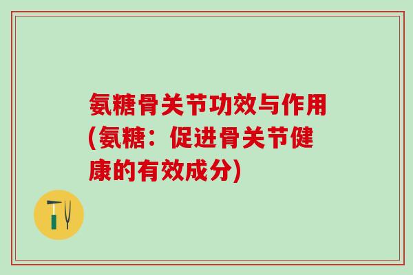 氨糖骨关节功效与作用(氨糖：促进骨关节健康的有效成分)