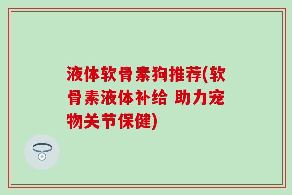 液体软骨素狗推荐(软骨素液体补给 助力宠物关节保健)