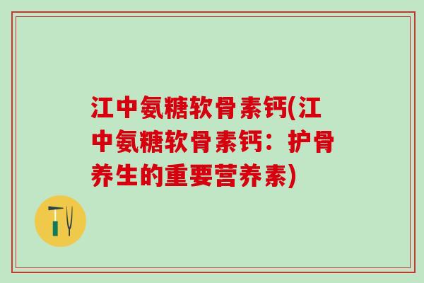 江中氨糖软骨素钙(江中氨糖软骨素钙：护骨养生的重要营养素)