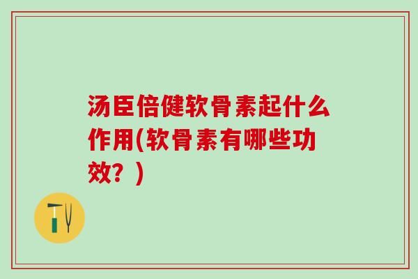 汤臣倍健软骨素起什么作用(软骨素有哪些功效？)