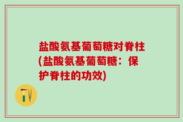 盐酸氨基葡萄糖对脊柱(盐酸氨基葡萄糖：保护脊柱的功效)