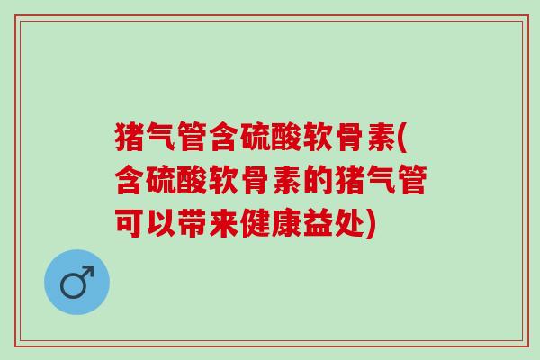 猪气管含硫酸软骨素(含硫酸软骨素的猪气管可以带来健康益处)